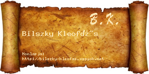 Bilszky Kleofás névjegykártya